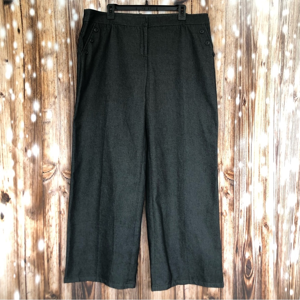 AB Studio Dark Gray Wide Leg Dress Pants